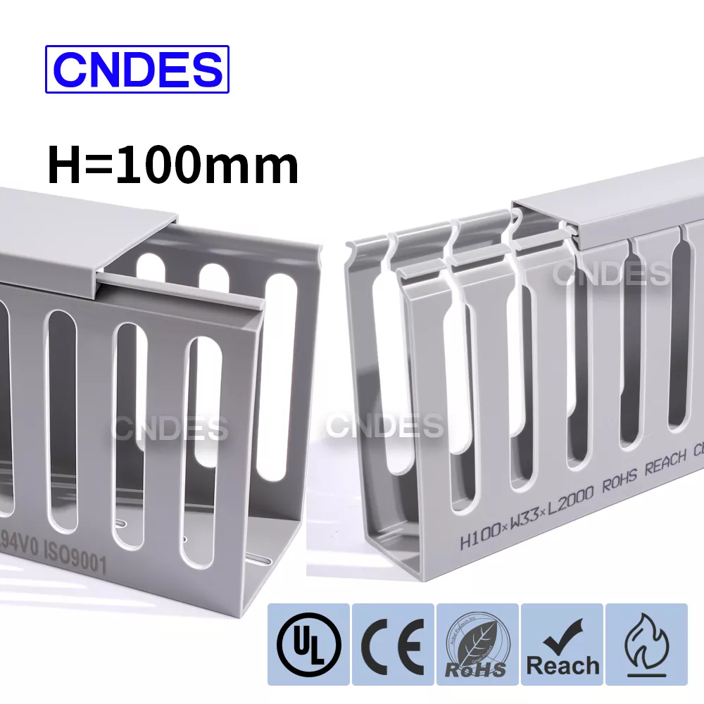 100 မီလီမီတာ အမြင့် အပေါက်ဖွင့် PVC အရံအတား Wiring Duct