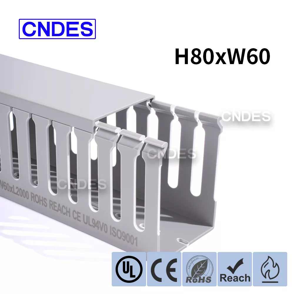 80×60 စာရင်းသွင်း အပေါက်ပါရှိသော PVC ဝါယာကြိုးပြွန်