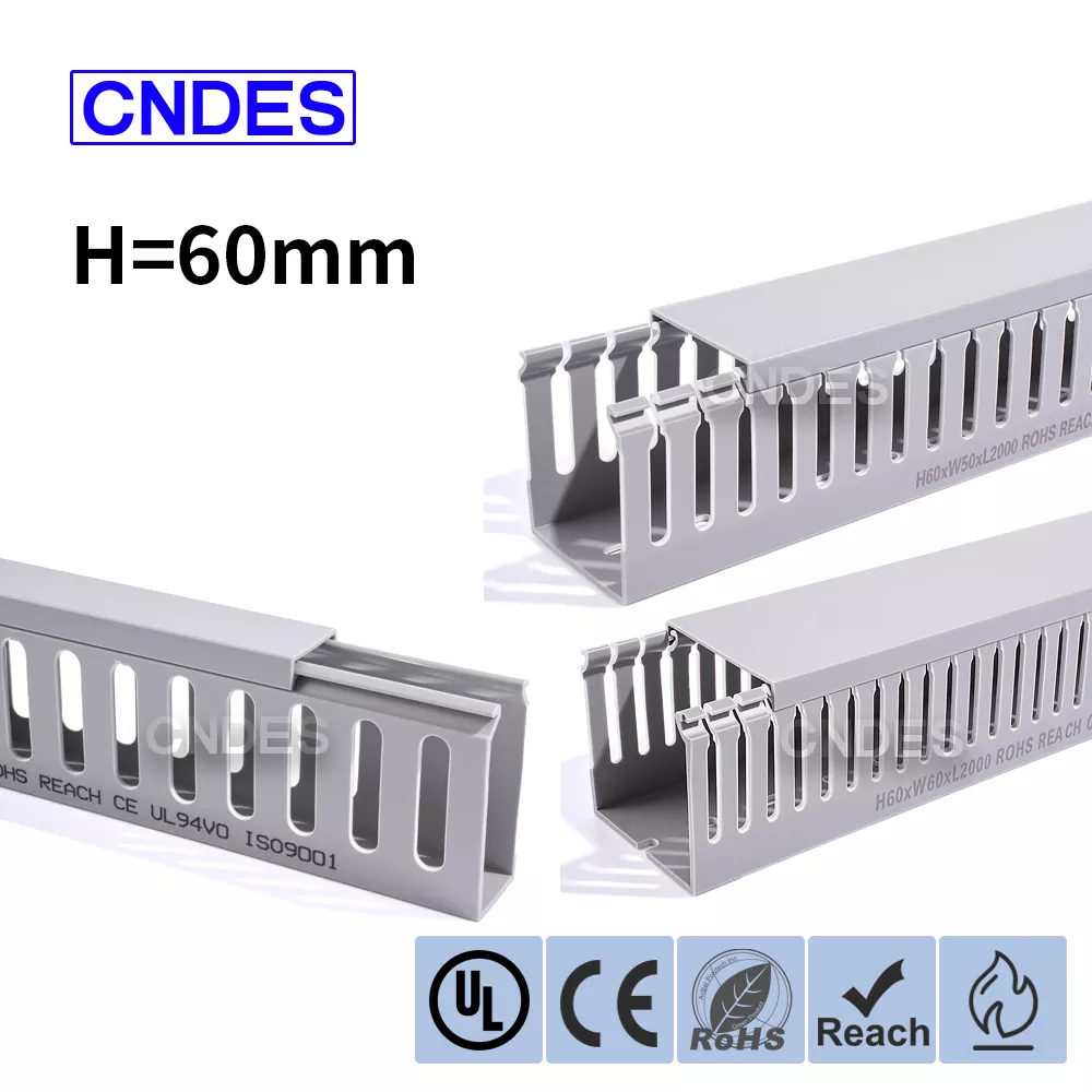 60 မီလီမီတာ အမြင့် မီးခိုးရောင် အပေါက်ပါသော PVC ဝါယာကြိုးပြွန်